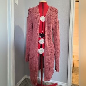 Free People Simply Sienna Cardi Sweater in Rose Pink Size L